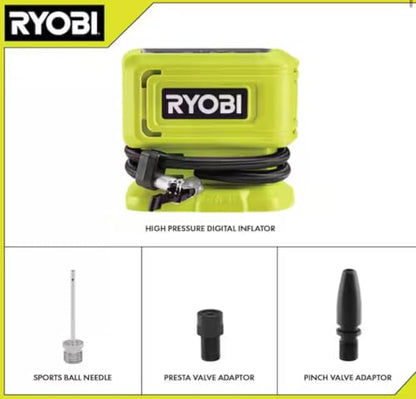 Simendong for RYOBI 18V ONE+ Cordless High-Pressure Inflator Tool (Tool Only), Compact Design for Car Tires, Sports Balls, Air Mattresses, and Inflatables