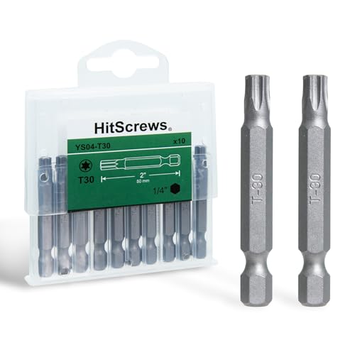 2 Inch Magnetic T30 Torx Bits, S2 Steel Star Screwdriver Bits, 1/4" Hex Shank, CNC Precision Tips, 10-Pack in Slide-Out Storage Case, Drill/Impact Driver Compatible - size: T30