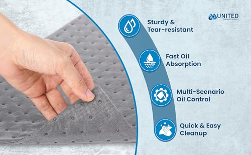 Oil Absorbent Pads – Heavy-Duty 15"x18" & 7.5"x18" Meltblown Polypropylene Mats | Tear-Resistant, Hydrophobic, Reusable, Fast Oil Cleanup for Automotive, Marine & Industrial Use (10, 7.5in x 18in) - size: 7.5in x 18in