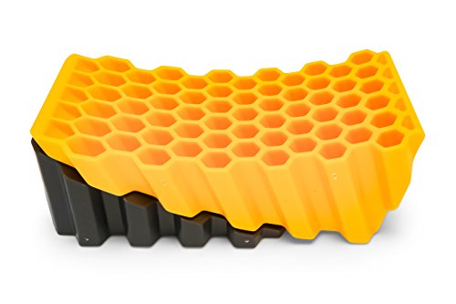 Camco Curved Camper/RV Leveler & Wheel Chock - Features Heavy Duty Honeycomb Design & Includes Non-Slip Rubber Grippers on Wheel Chock - Compatible w/Trailers Up to 30,000 lbs - 1-Pack (44423) | Honeycomb leveler with non-slip grippers; compatible with tr
