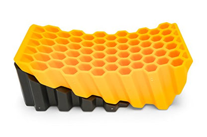 Camco Curved Camper/RV Leveler & Wheel Chock - Features Heavy Duty Honeycomb Design & Includes Non-Slip Rubber Grippers on Wheel Chock - Compatible w/Trailers Up to 30,000 lbs - 1-Pack (44423) | Honeycomb leveler with non-slip grippers; compatible with tr