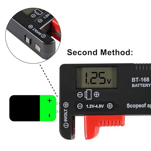 UMLIFE 2 Pack Battery Tester, Digital LCD Universal Battery Checker for AA AAA C D 9V 3.7V 1.5V Button Cell Household Batteries