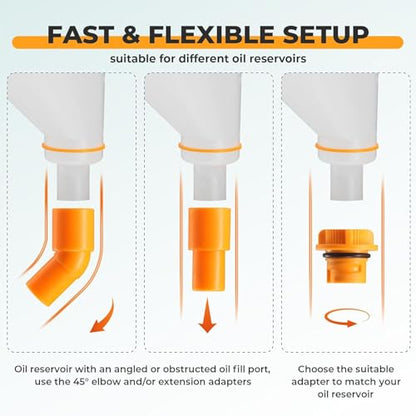 ciciglow 15pcs Engine Oil Funnel Kit, 1.5 Quart No Spill Funnel with 14 Adapters, Automotive Oil Set for Multiple Vehicle Styles, Easy Fill, Transparent Monitoring