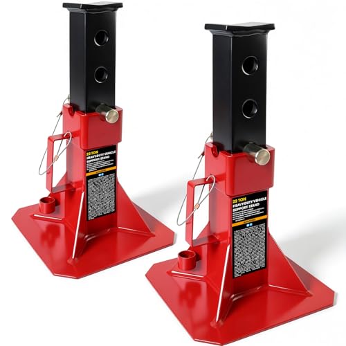 Jack Boss Heavy Duty 22 Ton (44,000 lbs) Jack Stands with Large Base and Strong Lock,Professional Pin Style Car Jack Stands for Truck,SUV Pick Up, Red - size: 22 Ton Standard