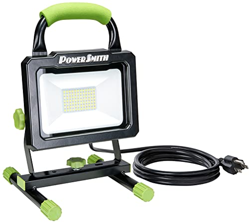 PowerSmith 7,000 Lumen Portable LED Work Light with Metal Stand and Housing, Sealed On/Off Switch, and 5 Year Warranty (PWLS070H) - size: 7,000 Lumen