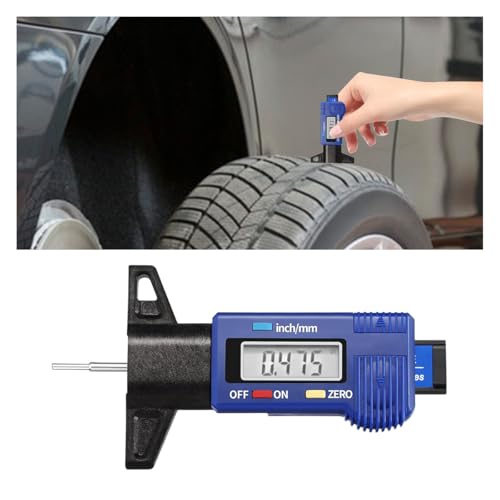 LCD Display Tire Tread Depth Gauge, Car Tire Digital Measuring Gauge Tool with Inch MM Conversion, Tire Wear Gauge Tread Checker for Motorcycle, Truck, Car, SUV, Not Include Battery