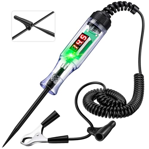 Heavy Duty Automotive Test Light Circuit Tester, 3-48V Digital Voltage Tester with Voltmeter & Dual Polarity Indicator, Electrical Test Pen with Stainless Probe for Car, Truck, RV, Boat Fuse Testing - size: 3-48V