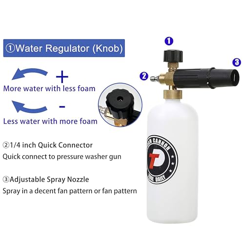 Tool Daily Short Pressure Washer Gun with Foam Cannon, Dual Connector Accessory, 1/4 Inch Quick Connect, 5 Spray Nozzle Tips, 1 Liter - style: Foam Gun with Dual Connector
