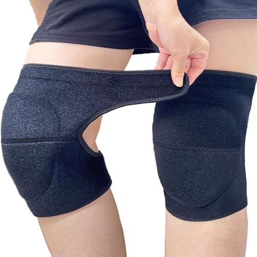 Knee pads for Men, Women Knee Pad for Gardening Kneeling Work, Flooring Kneepads with Soft Thick Foam Cushion for Weeding, Cleaning, Mechanic Knee Protector with Adjustable Strap, Black L (1 Pair) - color: Black, size: Large