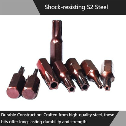 8-Piece 5 Point Torx Security Screwdriver Bit Set, TS8-TS40, 1-inch Long
