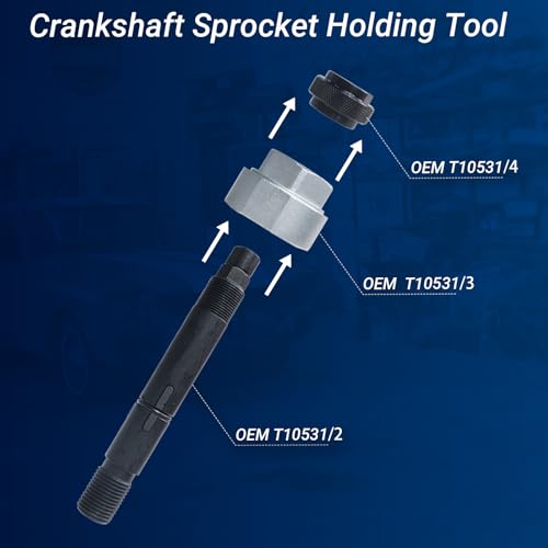 T10531 Vibration Damper Holding Tool Kit, 8PCS Crankshaft Pulley Removal Shock Absorber Compatible with Audi VW Skoda Seat 1.8L & 2.0L 4V TFSI EA888 Engines for Fix the Timing Chain Drive Sprockets