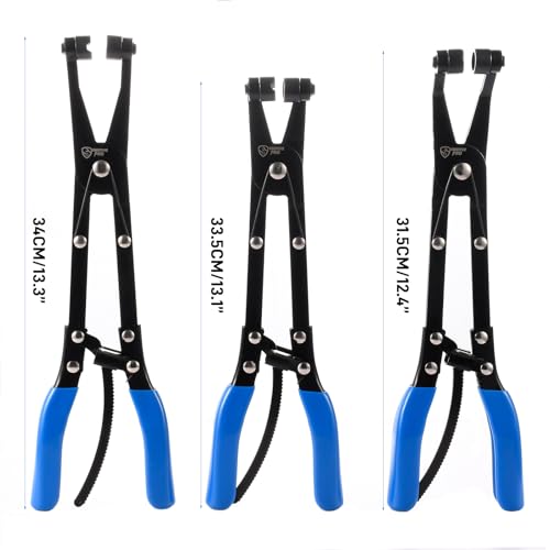 SMOTIVEPRO 3-Piece Hose Clamp Pliers Set with Locking Assist - 45°/90°/Straight Heads & Rotatable Clamp Jaw - Professional Hose Clamp Tool for 1.1"-2.3" (3-6cm) Hose Clamps - size: 3pcs Hose Clamp Pliers Set