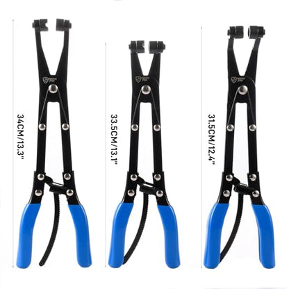 SMOTIVEPRO 3-Piece Hose Clamp Pliers Set with Locking Assist - 45°/90°/Straight Heads & Rotatable Clamp Jaw - Professional Hose Clamp Tool for 1.1"-2.3" (3-6cm) Hose Clamps - size: 3pcs Hose Clamp Pliers Set