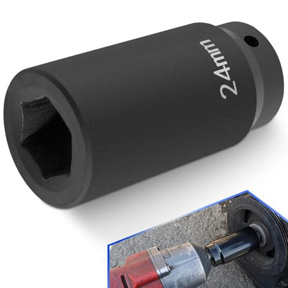For GM LS 24mm Crank Bolt Socket 77070 Harmonic Balancer Socket Tool, 3 Times Momentum Power of Standard Impact Socket for Stronger Torque, Deep Counter-Weighted Design - size: 24mm