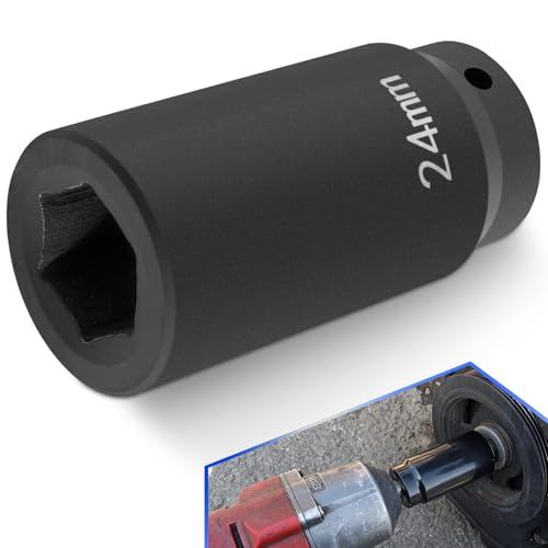 For GM LS 24mm Crank Bolt Socket 77070 Harmonic Balancer Socket Tool, 3 Times Momentum Power of Standard Impact Socket for Stronger Torque, Deep Counter-Weighted Design - size: 24mm