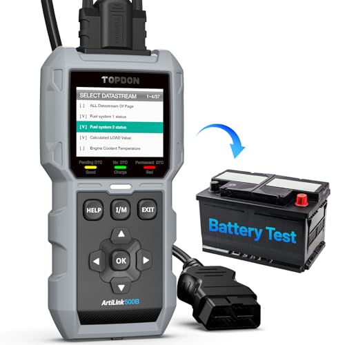 TOPDON AL500B OBD2 Scanner, Battery Tester, 2 in 1 Code Reader | Full OBDII Diagnosis, 12V Battery Tests & 12V/24V Cranking Tests, Charging Tests, Car Diagnostic Tool for All OBDII Cars