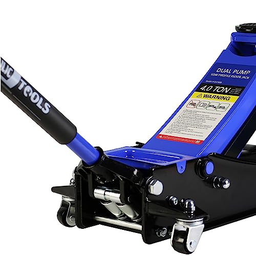 4 Ton Low Profile Floor Jack Hydraulic Jack Heavy Duty Steel Floor Jack with Dual Piston Quick Lift Pump 4 Ton (8000 lb) Capacity Lift Range 4.0"-21.0" Blue - color: Blue 4.0T Dual Pump 4.0"-21.0"