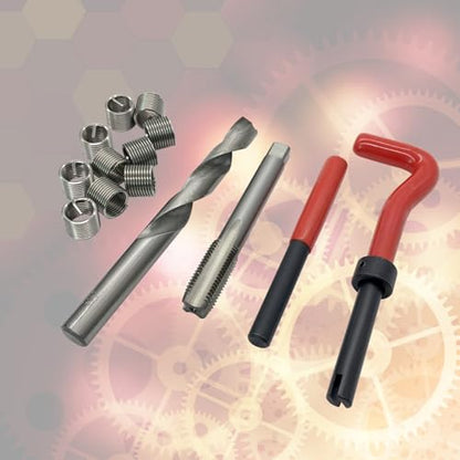 M10x1.25 Thread Repair Kit, Helicoil Thread Inserts Taps Kit with HSS Drill Bits Compatible Hand Tool Set for Damaged Thread ＆ Auto Repairing(Metric) - size: M10x1.25, style: Metric