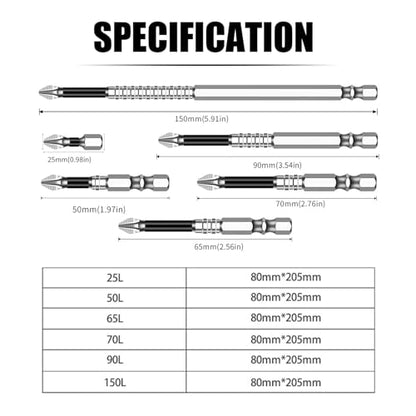 High-Magnetic Screwdriver Drill Bit Set,K5 Impact Resistant Non Slip Bit, Strong Magnetic Durability Screwdriver Drill Bit Set,6Pcs/Set - 25/50/65/70/90/150mm (2Set-12pcs) - color: 2Set-12pcs