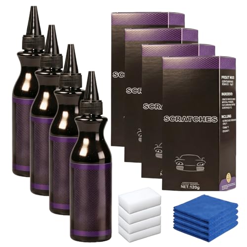 Scratch Remover for Vehicles, 2026 New Car Scratch Repair Kit, Multifunctional Car Paint Scratch Remover for Surface Damage, Portable Car Polishing Wax for All Drivers (4 Set) - color: 4 Set Black