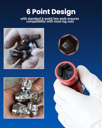 Lug Nut Socket Set 1/2" Drive Impact Half Size Thin Wall Flip Socket Set | SAE Metric 17 17.5 18.5 19.5 19 21 21.5 22 22.5mm 3/4, 13/16, 7/8, 15/16 In. Wheel Lug Nut Remove Non Marring Socket Set - size: SAE Metric 9PC