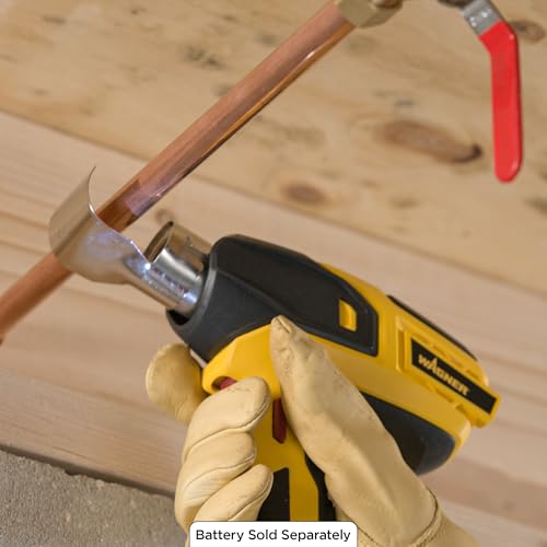 Wagner SprayTech 2467225 FURNO 550 18V Variable Temp Cordless Crafts, Wire Shrinking, Defrosting Pipes, with 2 Nozzles – Bare Tool Heat Gun, Yellow - size: FURNO 550 Cordless (Bare Tool)