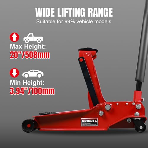 Big RED Hydraulic Low Profile Service/Floor Jack with Dual Piston Quick Lift Pump, 4 Ton (8,000 lb.) Capacity - color: Red, size: Dual Pump, style: 4 Ton