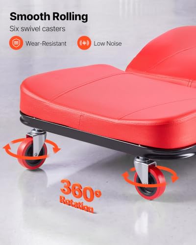 VEVOR 48.4 in 2-in-1 Mechanic Creeper, Adjustable Backrest Garage Creeper Seat, 570 lbs Under Car Rolling Chair with 6 Swivel Casters, Padded Headrest for Auto Repair - color: 44 inch