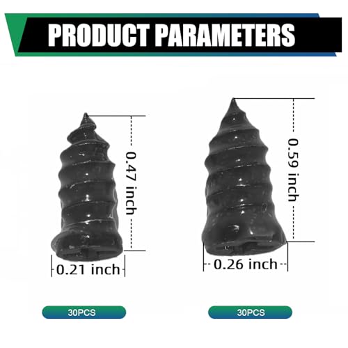 60 Pcs Heavy Duty Tire Repair Rubber Nails, Spiral Screw-in Emergency Puncture Repair Plugs, Tubeless Tire Repair Kit for Car, Truck, Motorcycle, ATV, SUV, Tractor, Trailer(Black)