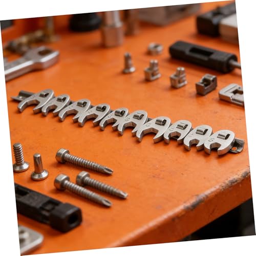 Homoyoyo 10pcs 3/8 Inch Drive Metric Ratchet Wrench Set with Movable Open-end Heads, Quick-release Flare Nut Crowfoot Wrenches for Automotive Repair and Maintenance