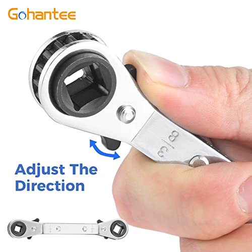 gohantee Hvac Service Wrench Tools Air Conditioner Valve Ratchet Wrench | 3/16” to 3/8” 5/16'' x 1/4'' with 2 Hexagon Bit Adapter Kit for Air Refrigeration Tools and Equipment Repair Tools Clearance