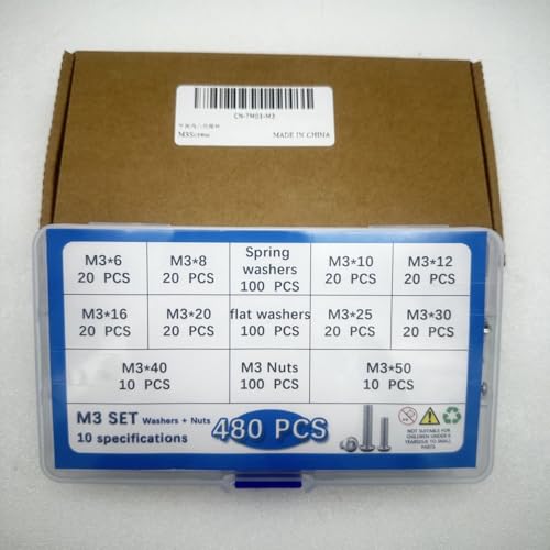 Button Head/Hex Socket/Phillips Flat Head Screws Assortment - Furniture, Auto, Home Repair Fastener Kit (480 PCS M3 Semi-Circular Hexagon Screws Set) - color: 480 PCS M3 Semi-Circular Hexagon Screws Set