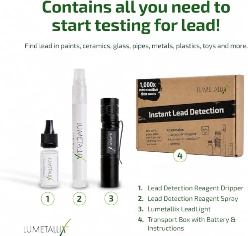Lumetallix The Original Glowing Lead Test - Instant Lead Detection Lead Test Kit for Paint, Ceramics & more Fast, Accurate Results Home Safety & Easy to Use - Home Lead Test Kit - Lead Paint Test Kit - style: Lead test