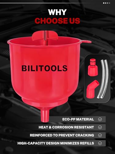 BILITOOLS Coolant Funnel Kit, Automotive Radiator Coolant Filling Tool | No-Spill Universal Radiator Cooling System Bleeding Burping Tool Kit with Vent Tube