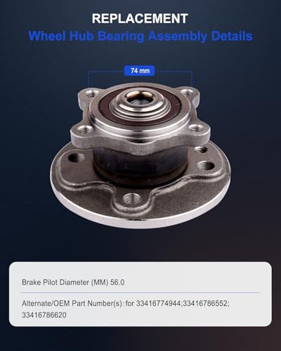 ECCPP 2-Piece 512427 Wheel Hub Bearing for Mini Cooper 2007-2015 | Pre-Greased Sealed - size: 512427*2