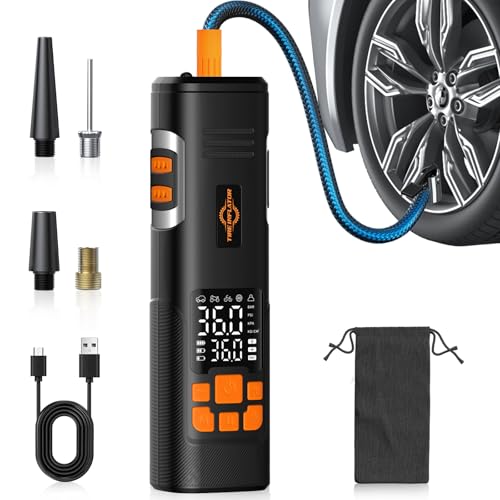 150PSI Tire Inflator Portable Air Compressor, Cordless Bike Pump | Fast Inflation, Digital Pressure Gauge, LED Light, Auto Shutoff, One-Click Start, for Car, Motorcycle, Bicycle, Ball