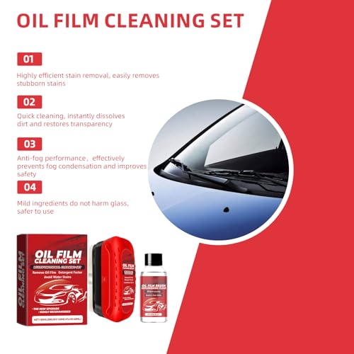 Oil Film Cleaning Brush for Windshield,Improves Driving Visibility(3PCS) | Rain Repellent Windshield Cleaner Tool , Anti-Rain Coating,Windshield Cleaner,Kit with Supplements & Towel
