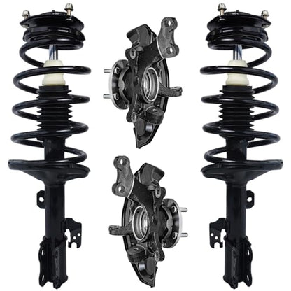 Detroit Axle - FWD Front Steering Knuckles & Wheel Hub Bearings + Struts and Coil Spring Replacement for 2004-2010 Toyota Sienna - 4pc Set - size: 4QU48619/ Big strut kit