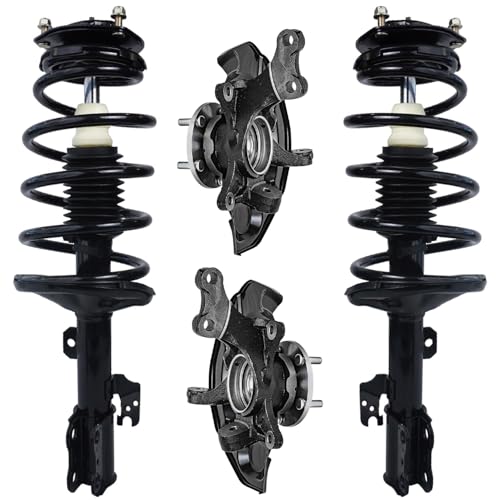 Detroit Axle - FWD Front Steering Knuckles & Wheel Hub Bearings + Struts and Coil Spring Replacement for 2004-2010 Toyota Sienna - 4pc Set - size: 4QU48619/ Big strut kit