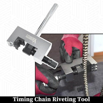Engine Timing Chain Removal Installer Tool Kit, Camshaft Riveting Tool Kit, Compatible with Mercedes Benz M271 M272 M273 M274 M276 Chrysler Jeep, with Carrying Case & Gloves - size: for M271 M272 M273 M274 M276