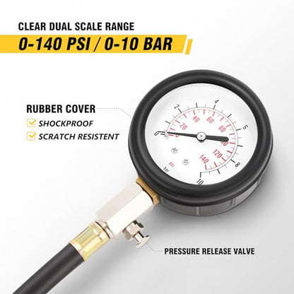 DNA Motoring Engine Oil Pressure Testing Diagnostic Tool Kit Dual Scale Gauge with Adapters for Cars, Trucks, Tractors, TOOLS-00339 - style: Engine Oil Pressure Testing