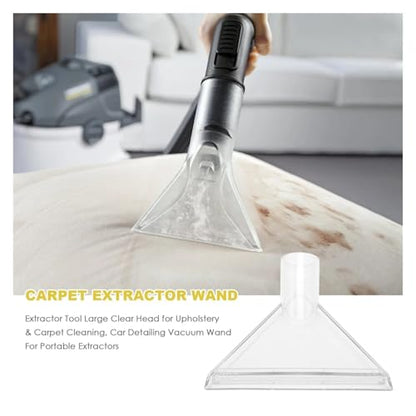 Extractor Tool Large Clear Head Compatible with Upholstery & Carpet Cleaning, Car Detailing Vacuum Wand for Portable Extractors A