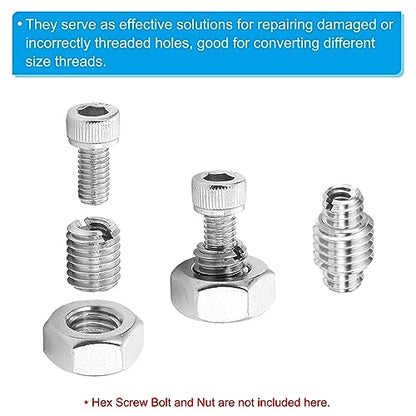 PATIKIL Thread Adapters Sleeve Reducing Nut, 10 Pcs M4x0.7 Male to M2.5x0.45 Female Repairing Insert Nut Screw Reducer Stainless Steel Fastener 6mm - size: M2.5xM4x6mm
