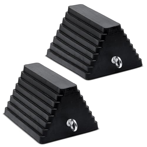 Vergo Industrial Extra Large Wheel Chock 2-Pack - Heavy Duty Molded Rubber XL Wheel Chock for Trucks, Trailers, RVs or Large Freight Equipment - Max Weight Capacity 20 Tons / 40,000 lbs (No Handle) - style: No Handle (2pack)