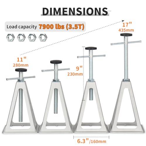OULEME RV Stabilizer Jacks, 7900 lbs Capacity, Stack Jack Stands for RV Camper Travel Trailer, Support up to 7900 Lbs, with Additional Screw Nuts and Cushion Rubber Mats - 4 Pack