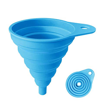 Funnels for Kitchen Use, Food Grade Silicone Collapsible Kitchen Funnel (Blue) - color: 3-Blue
