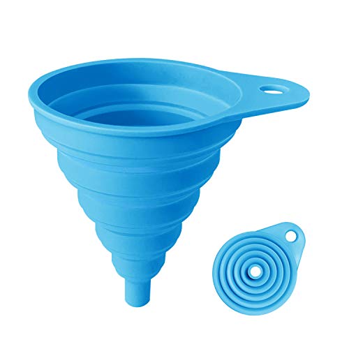 Funnels for Kitchen Use, Food Grade Silicone Collapsible Kitchen Funnel (Blue) - color: 3-Blue