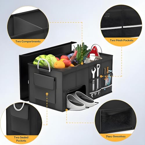 Oxford Material Car Trunk Storage Box Multifunctional Organizer Waterproof and Stain-Resistant Foldable Multi-Compartment Design with Handle for Car Trunk Storage Camping Gear Box Daily Storage.
