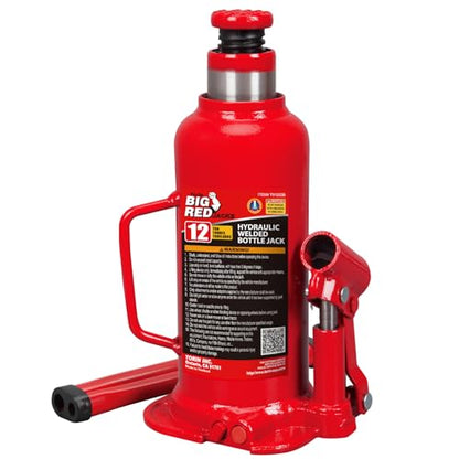 BIG RED 12 Ton (24,000 LBs) Torin Welded Hydraulic Car Bottle Jack for Auto Repair and House Lift, Red, TAM91203B