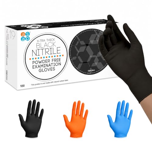 ASAP Nitrile Gloves Disposable Latex Free - 4 Mil Powder Free, Food Safe, Kitchen & Medical - Cleaning & Tattoo Supplies - color: Black, size: Small